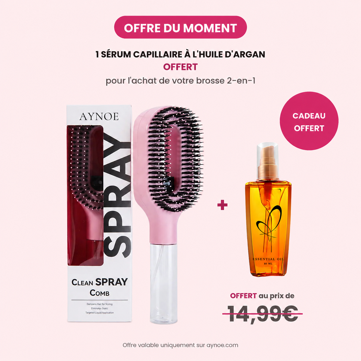 Brosse 2-en-1 avec spray intégré
